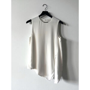 Aritzia Babaton Asymmetrical Sleeveless Blouse White Top Size S Minimalist